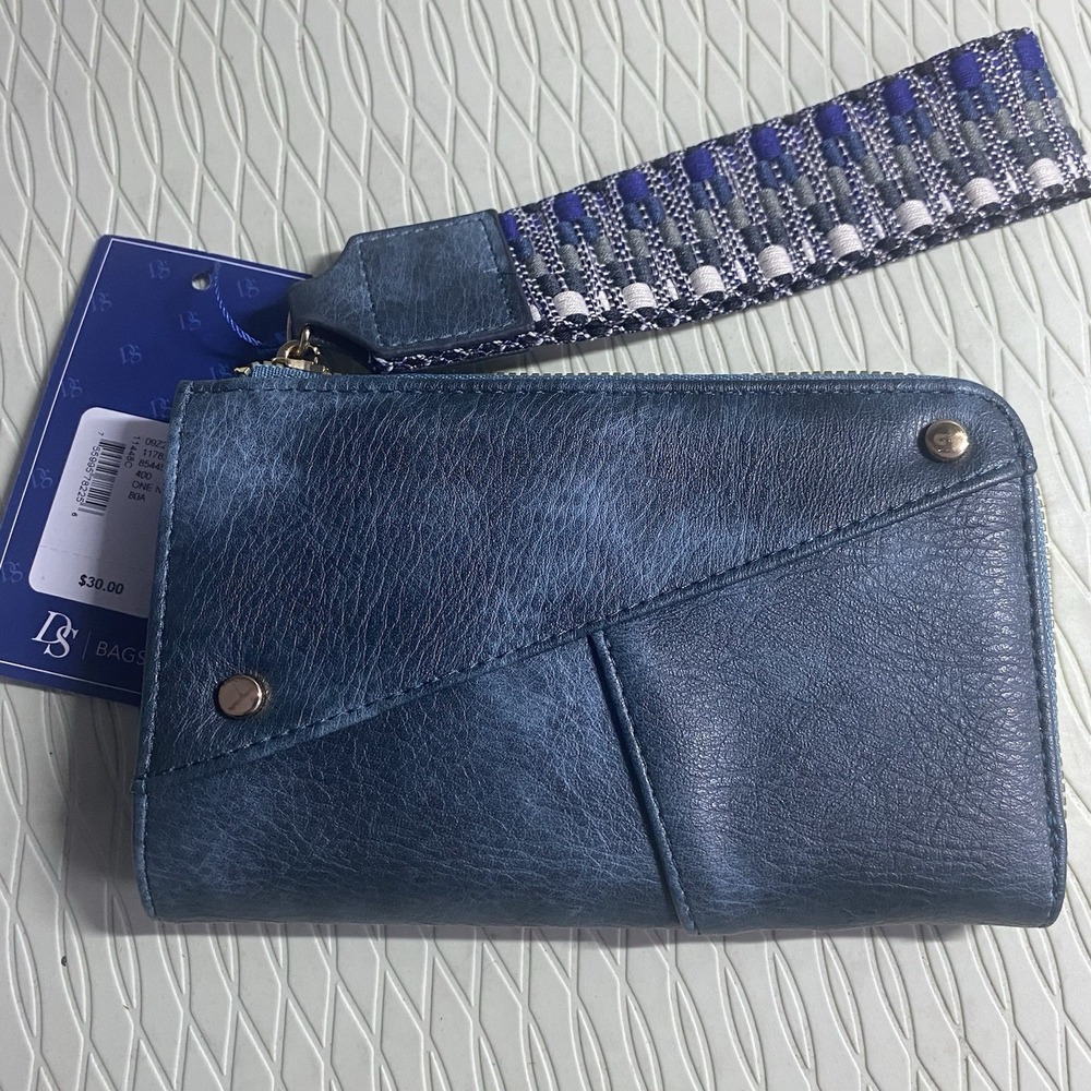 DS Bags Womens‎ Blue Clutch Wallet Wristlet With Colored Strap**NWT NEW**